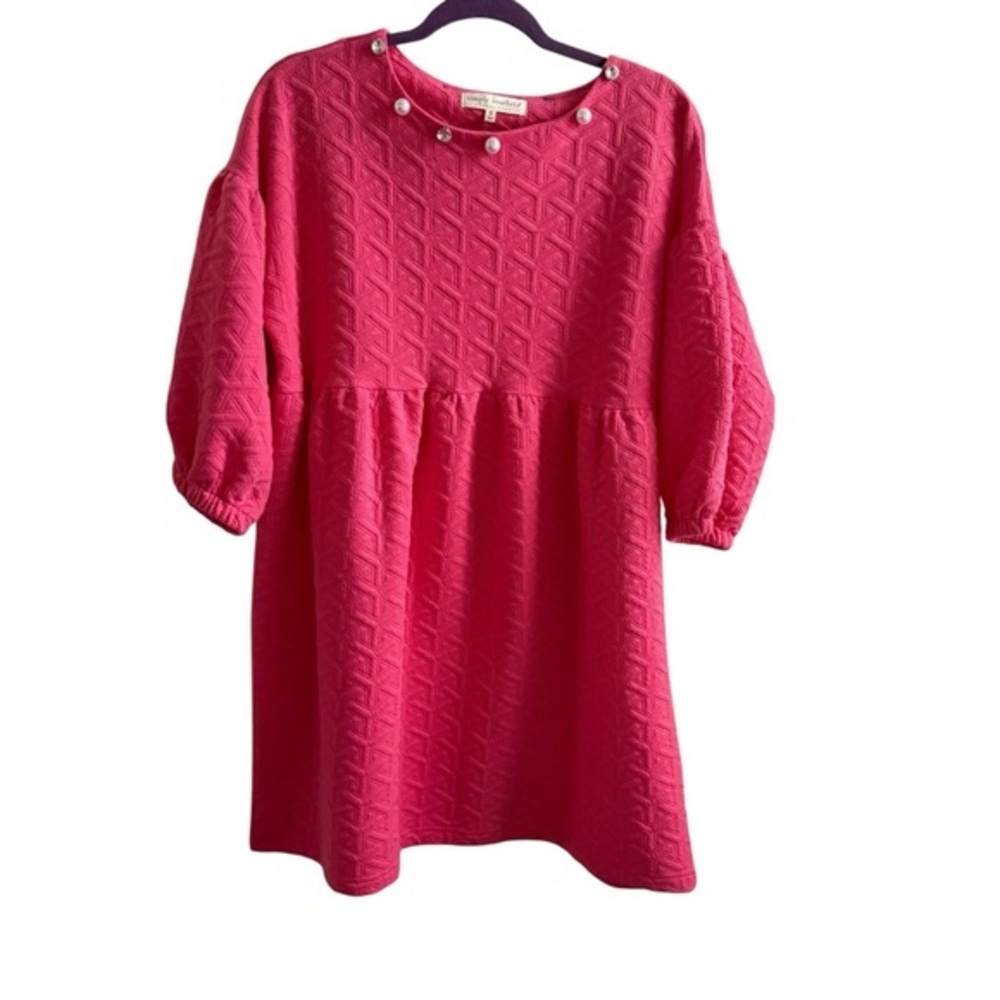 Simply Southern Fuchsia Pink Mini Dress with Pearl Details
